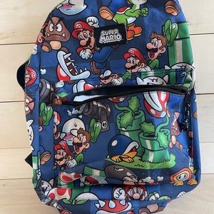 Super Mario Bros. Nintendo Backpack All Over Print 16" School Book Bag